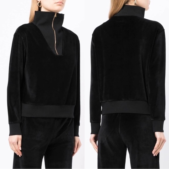 Nili Lotan Bentley Velour Quarter Zip Sweatshirt - Picture 2 of 8